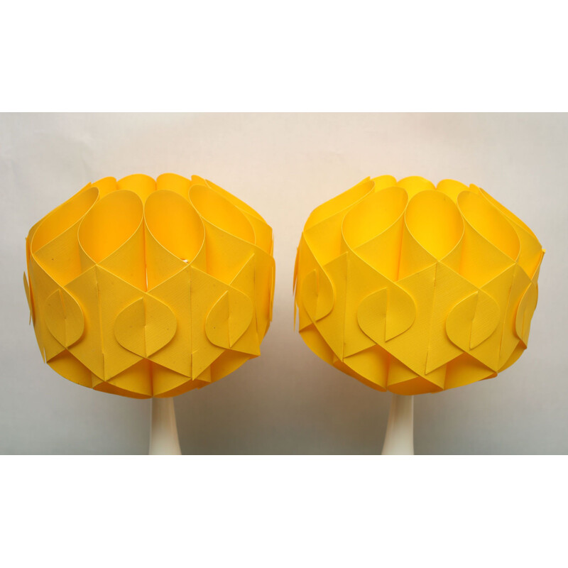 Pair of vintage yellow Tulip table lamps, 1970