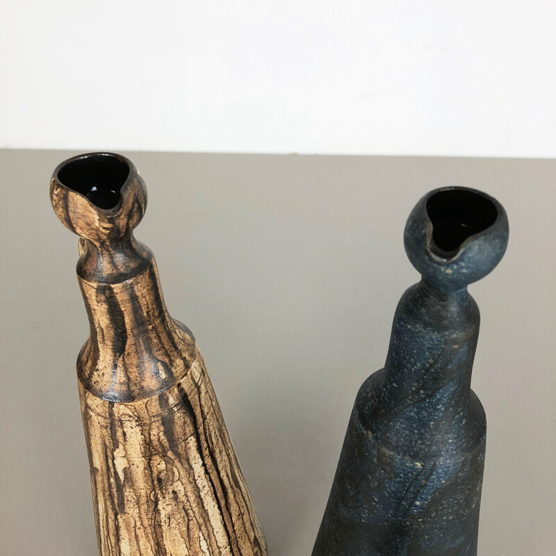 Par de vasos de cerâmica vintage de Gerhard Liebenthron, Alemanha 1980