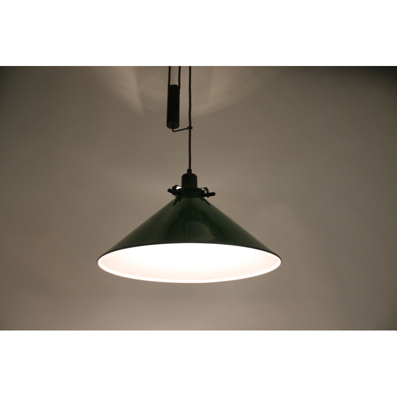 Large Green Hanging Lamp with Counterweight 