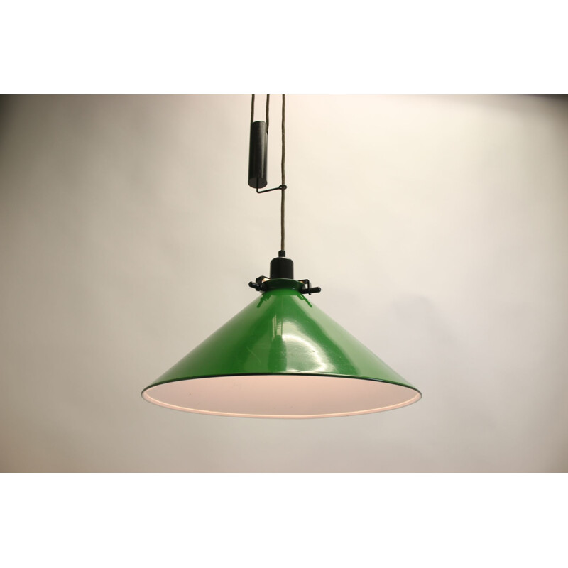 Large Green Hanging Lamp with Counterweight 