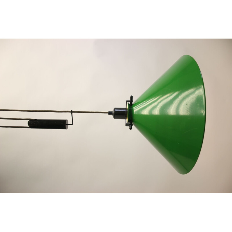 Large Green Hanging Lamp with Counterweight 