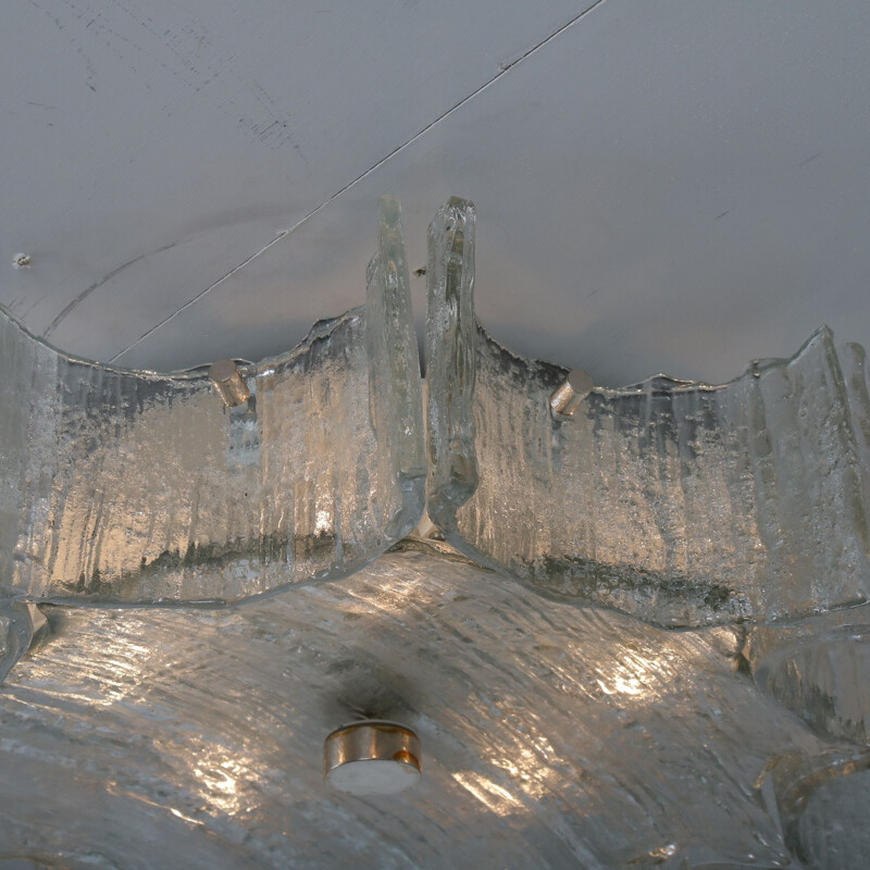 Lampe de plafond vintage en verre glacé fabriquée par l'empereur Leuchten en Allemagne 1960