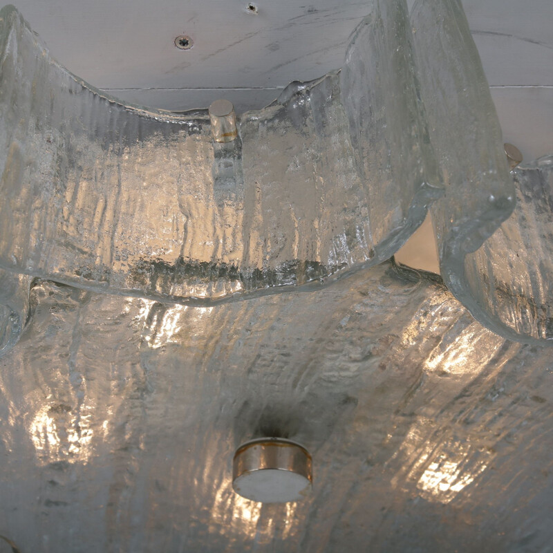 Iced glass ceiling lamp manufactured by Kaiser Leuchten in Germany 1960s