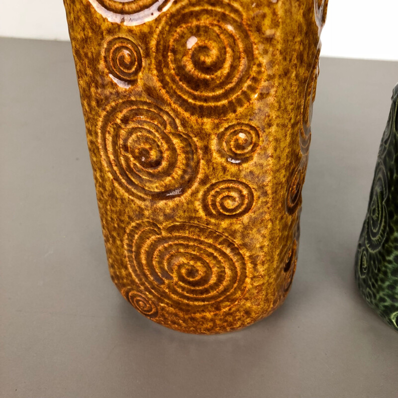 Paar Vintage Jura Vasen aus Fettlava-Keramik von Scheurich, Deutschland 1970
