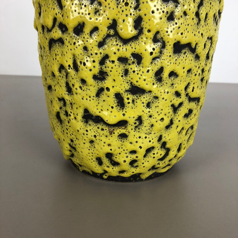 Extraordinary Yellow Glazed Pottery Fat Lava Vase by Scheurich, Germany, 1960s