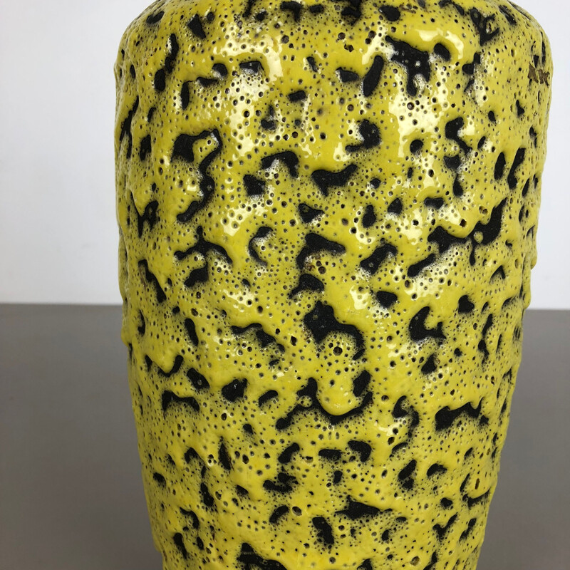 Extraordinary Yellow Glazed Pottery Fat Lava Vase by Scheurich, Germany, 1960s