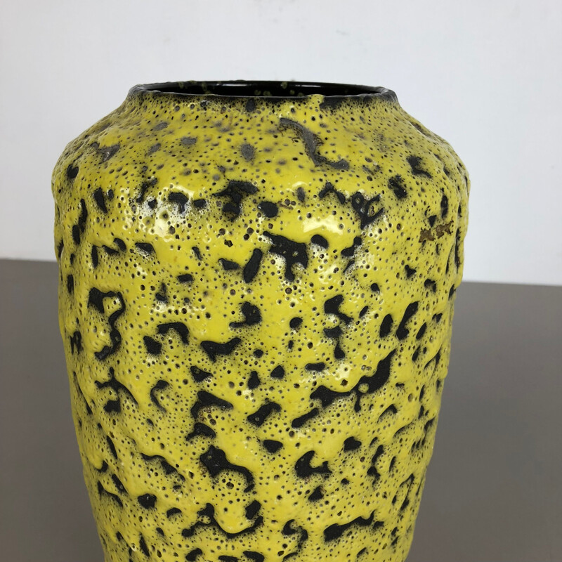 Extraordinary Yellow Glazed Pottery Fat Lava Vase by Scheurich, Germany, 1960s