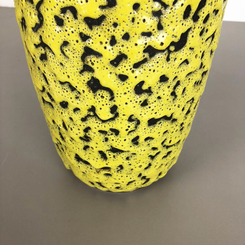 Extraordinary Yellow Glazed Pottery Fat Lava Vase by Scheurich, Germany, 1960s