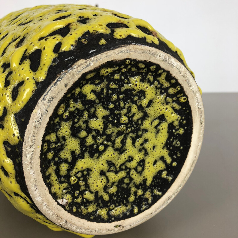 Extraordinary Yellow Glazed Pottery Fat Lava Vase by Scheurich, Germany, 1960s