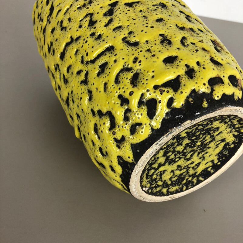 Extraordinary Yellow Glazed Pottery Fat Lava Vase by Scheurich, Germany, 1960s