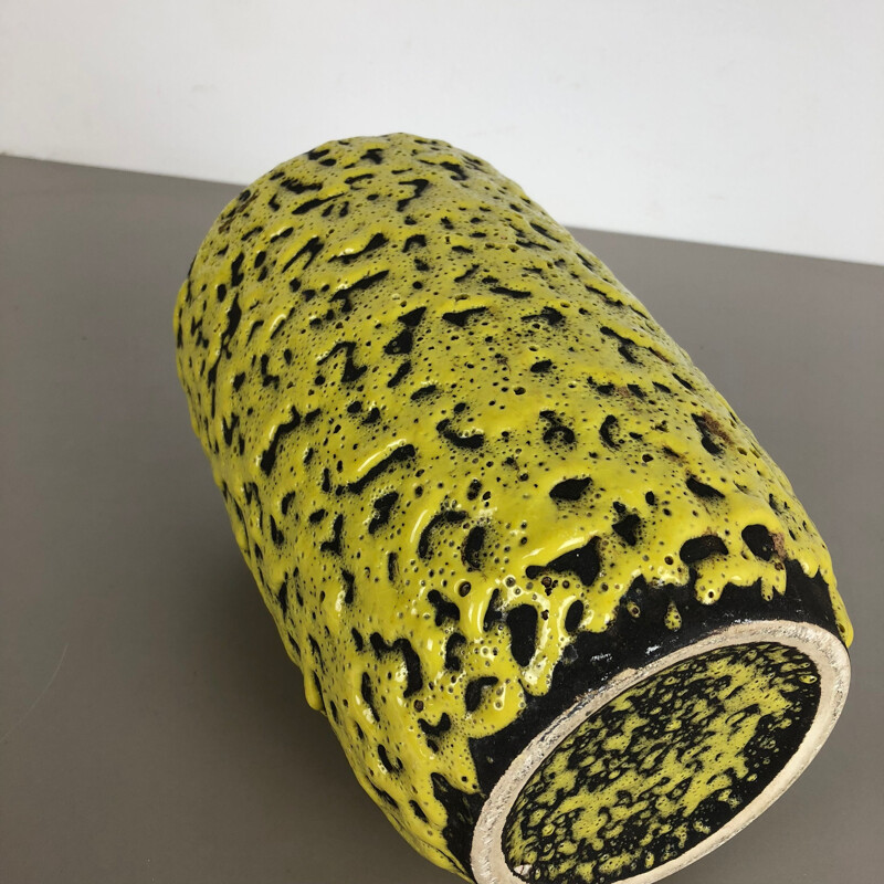 Extraordinary Yellow Glazed Pottery Fat Lava Vase by Scheurich, Germany, 1960s