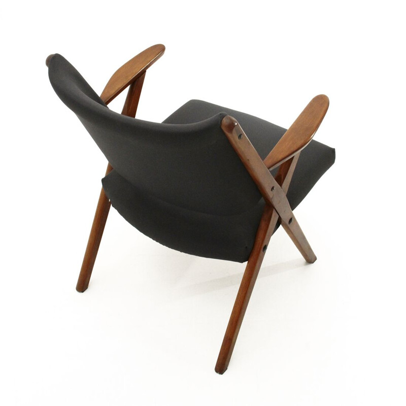 Fauteuil vintage noir italien Dal Vera, 1950