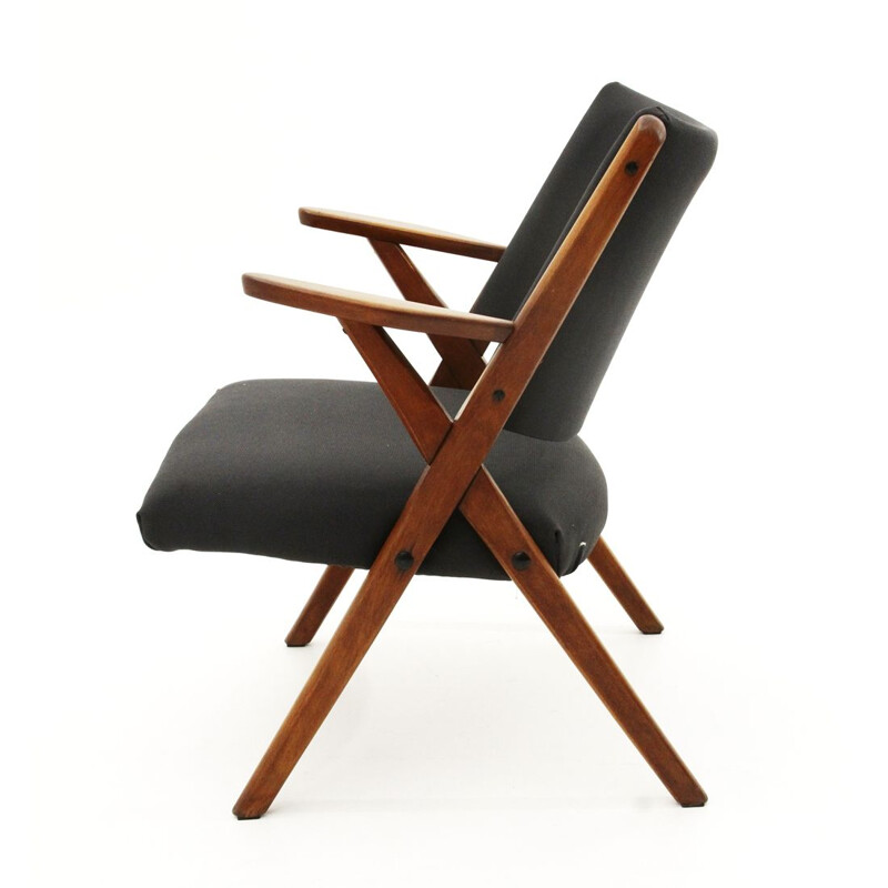 Italian black Armchair from Dal Vera, Mid-Century 1950s