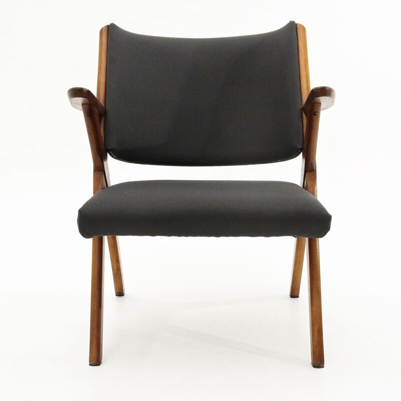 Italian black Armchair from Dal Vera, Mid-Century 1950s