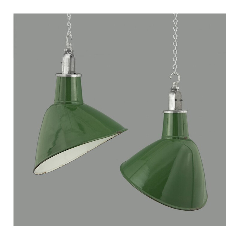 Industrial enamel pendants - 1950s