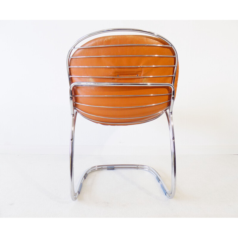 Chaise vintage de salle à manger en cuir Rima Sabrina par Gastone Rinaldi
