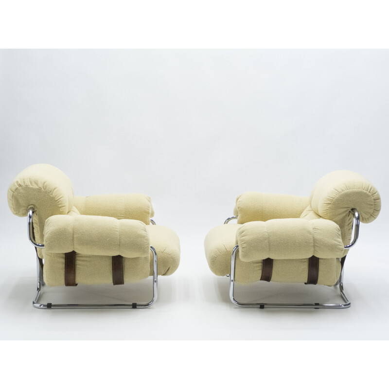 Pair of rare vintage armchairs by Guido Faleschini for Mariani Italy 1970
