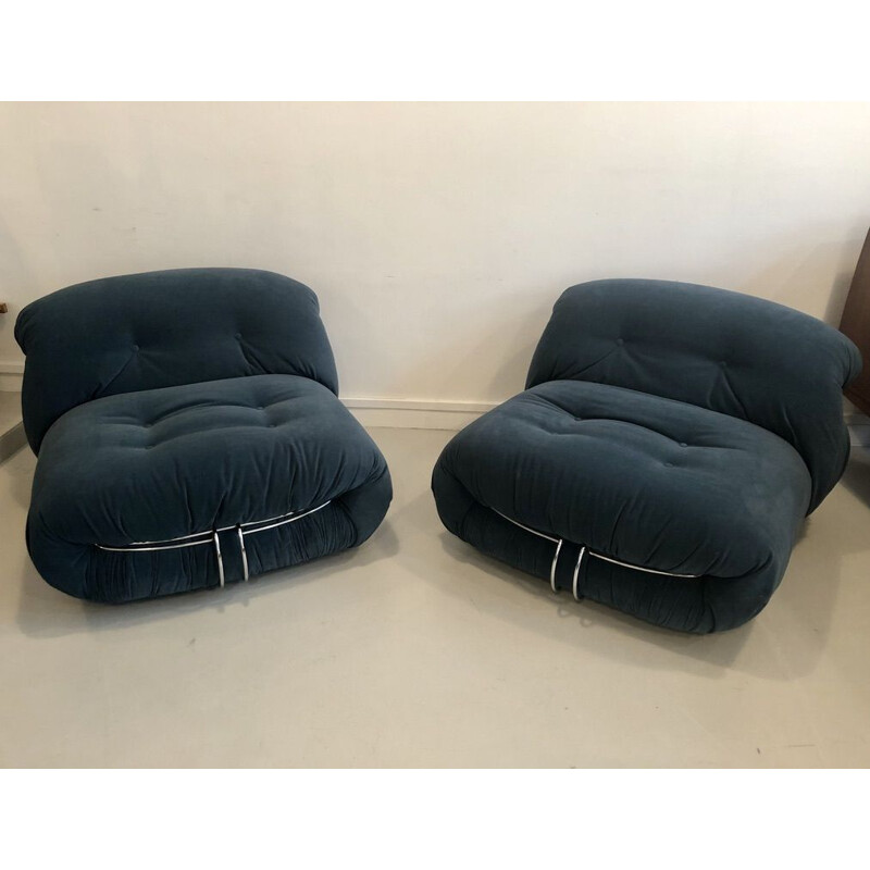 Pair of vintage Soriana armchairs by Tobia and Afra Scarpa, Cassina Edition, 1970