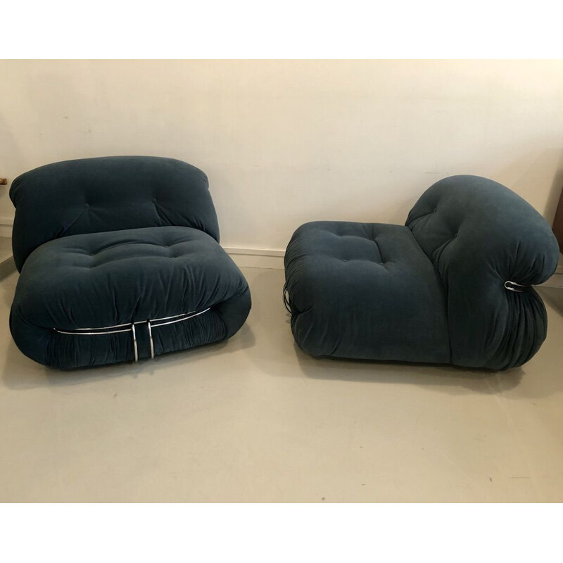 Pair of vintage Soriana armchairs by Tobia and Afra Scarpa, Cassina Edition, 1970