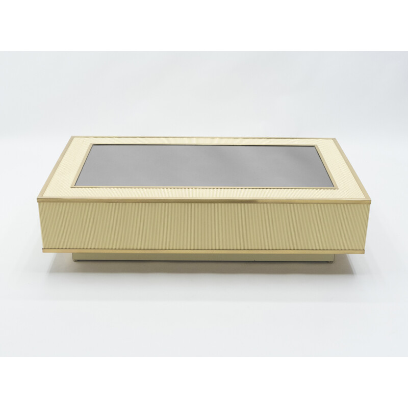 Vintage brass coffee table by Tommaso Barbi, 1970