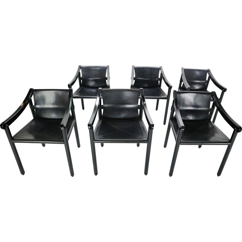 Suite de 6 chaises vintage de salle à manger conçu par Vico Magistretti en 1964, Italie