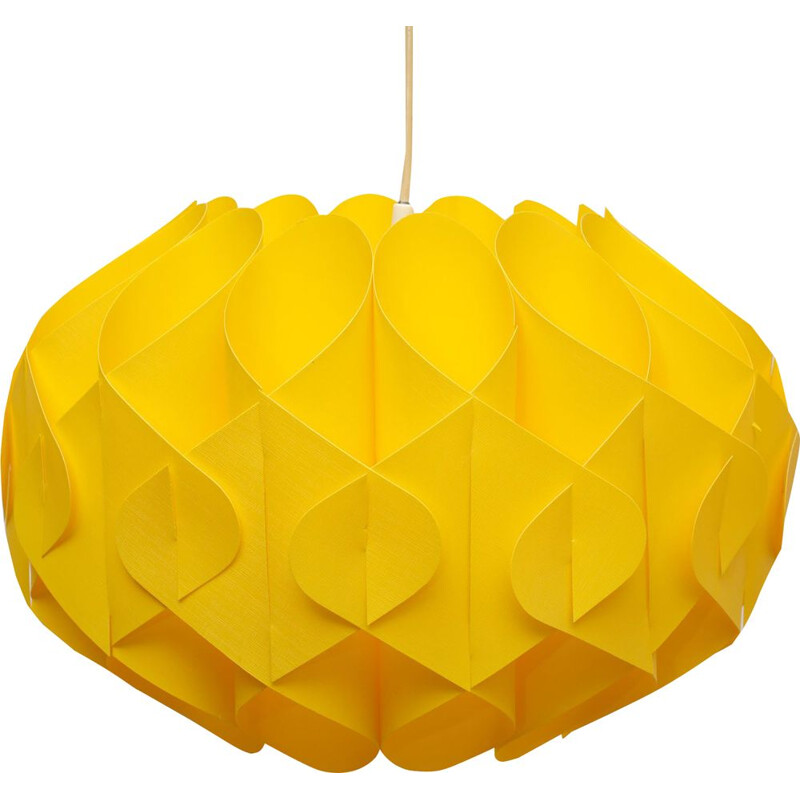 Vintage yellow plastic hanging lamp 1970