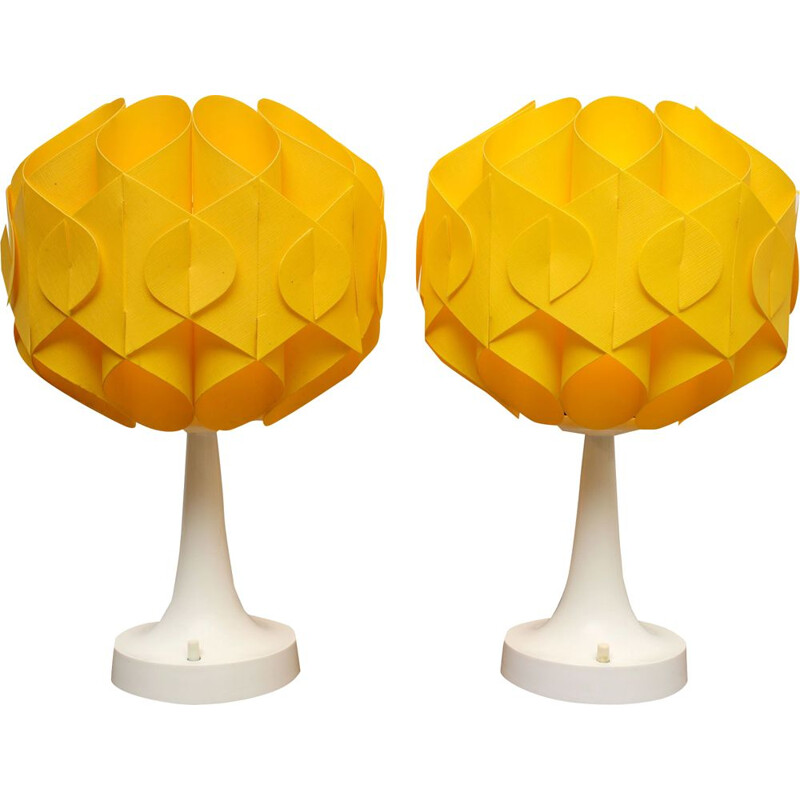 Pair of vintage yellow Tulip table lamps, 1970