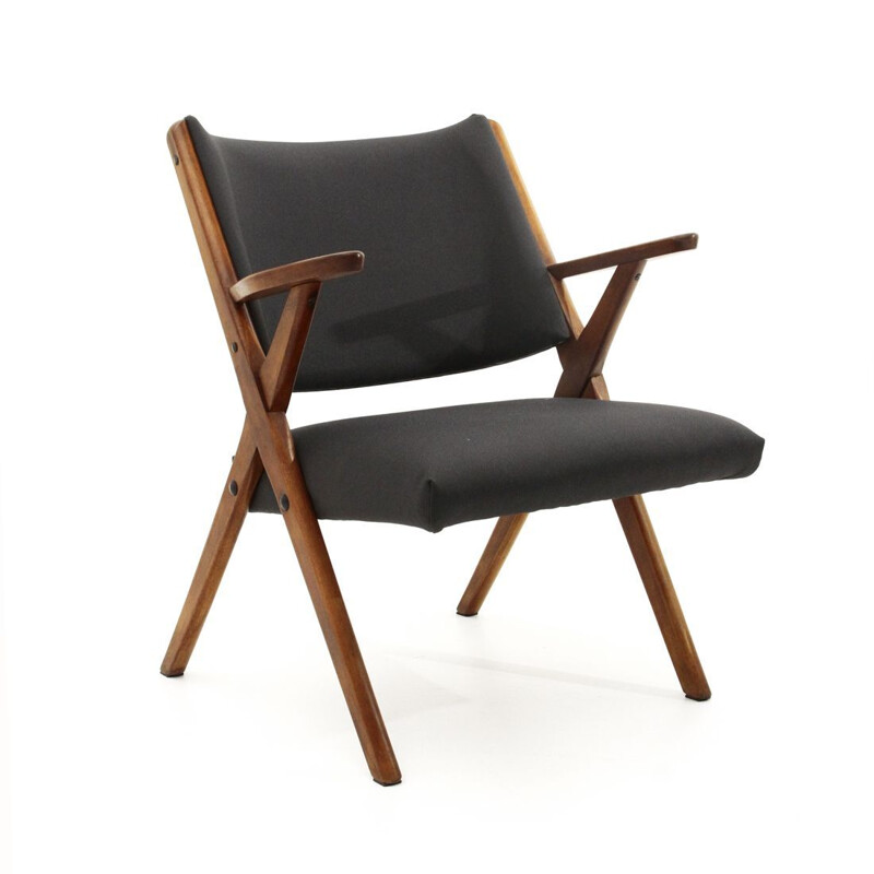 Italian black Armchair from Dal Vera, Mid-Century 1950s