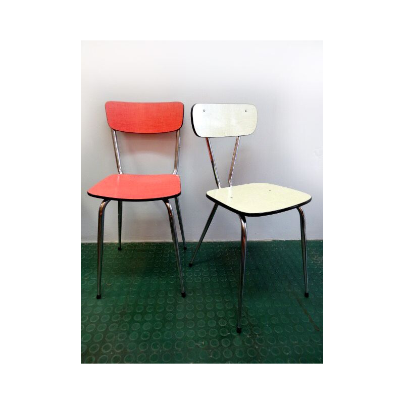 Pair of Vintage chairs in Formica Multicolor