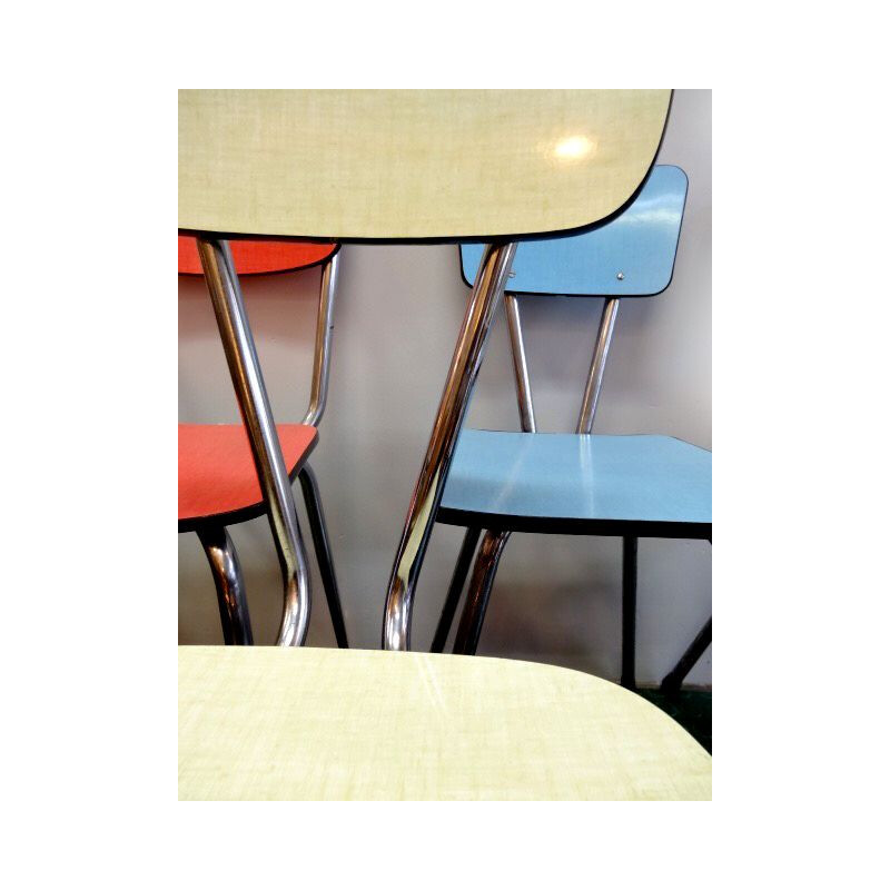 Pair of Vintage chairs in Formica Multicolor