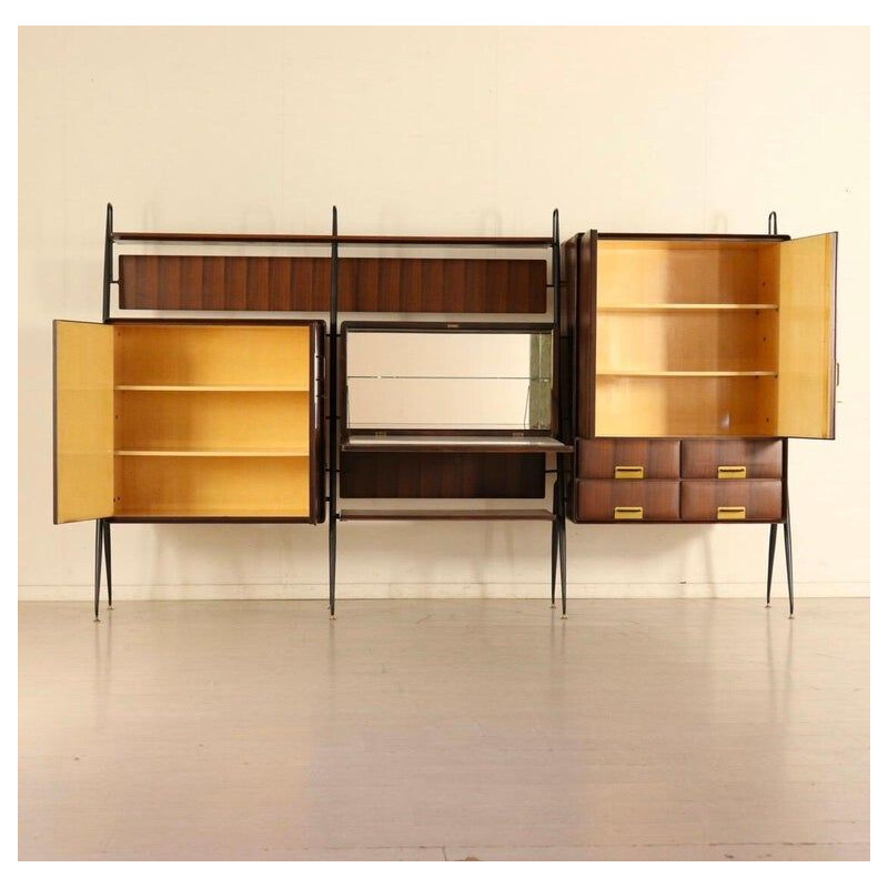 Silvio Cavatorta Mid-Century Modern Teak Sideboard Bookcase, circa 1960