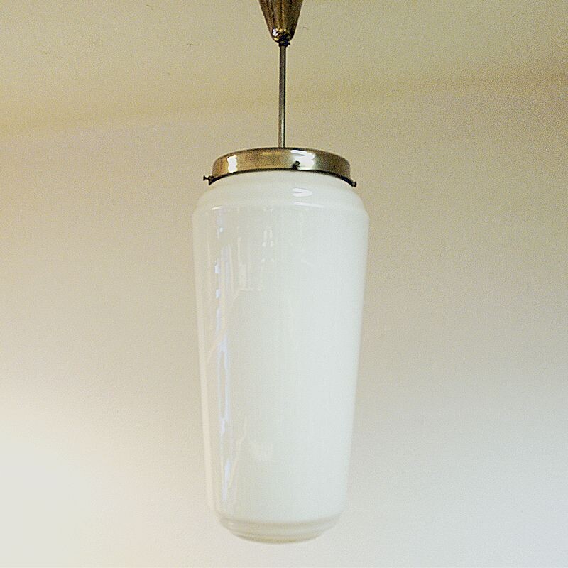 Large and beautiful vintage lamp of white industry Scandinavia 1940-50