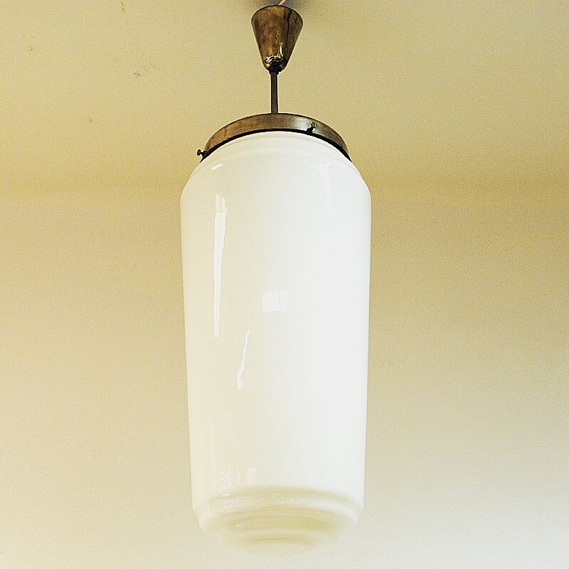 Lampe vintage industrielle blanche, Scandinavie 1940-50