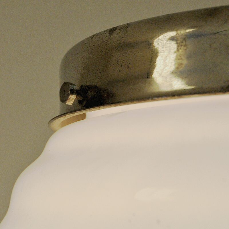 Lampe vintage industrielle blanche, Scandinavie 1940-50