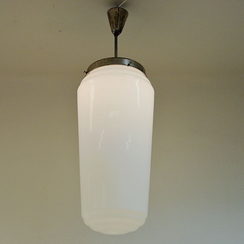 Large and beautiful vintage lamp of white industry Scandinavia 1940-50