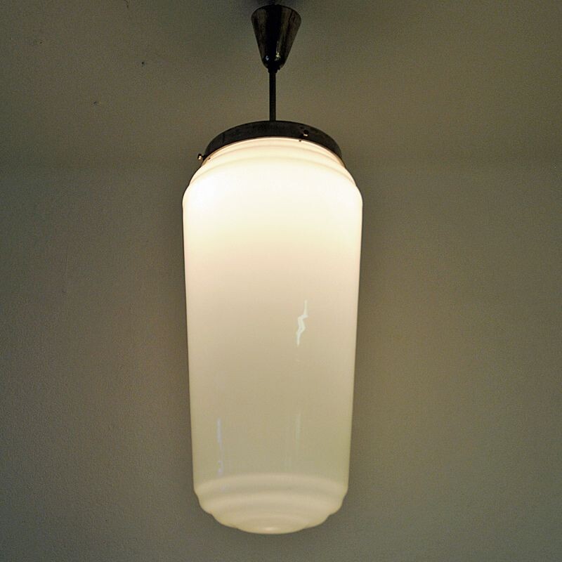 Lampe vintage industrielle blanche, Scandinavie 1940-50