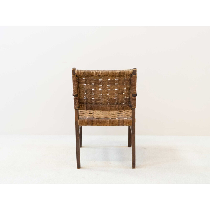 Wooden and rope bridge chair, 1960s