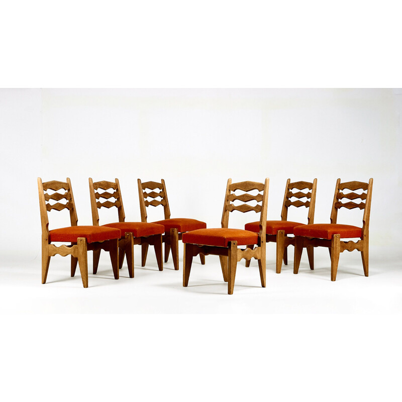 Suite of 6 vintage chairs model Dumortier by Robert Guillerme