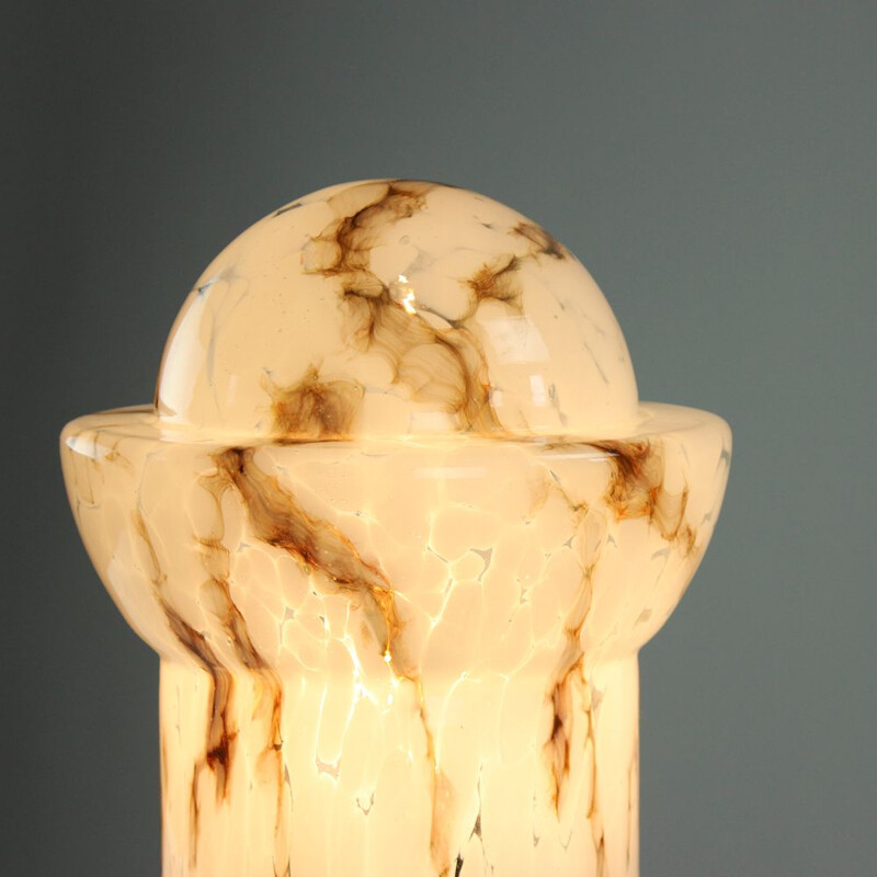 Vintage table lamp in white opal glass and marble by Ivan Jakes for Sklarny Rapotin, Czechoslovakia 1960