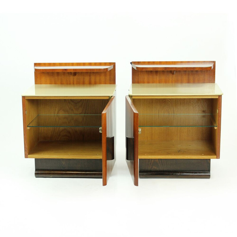 Vintage pair of Bedside Tables By Jindrich Halabala, Up Zavody, Czechoslovakia 1930s