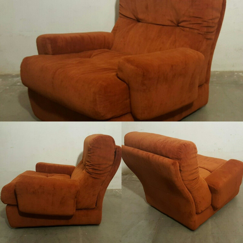 Vintage velvet Steiner armchair 1960