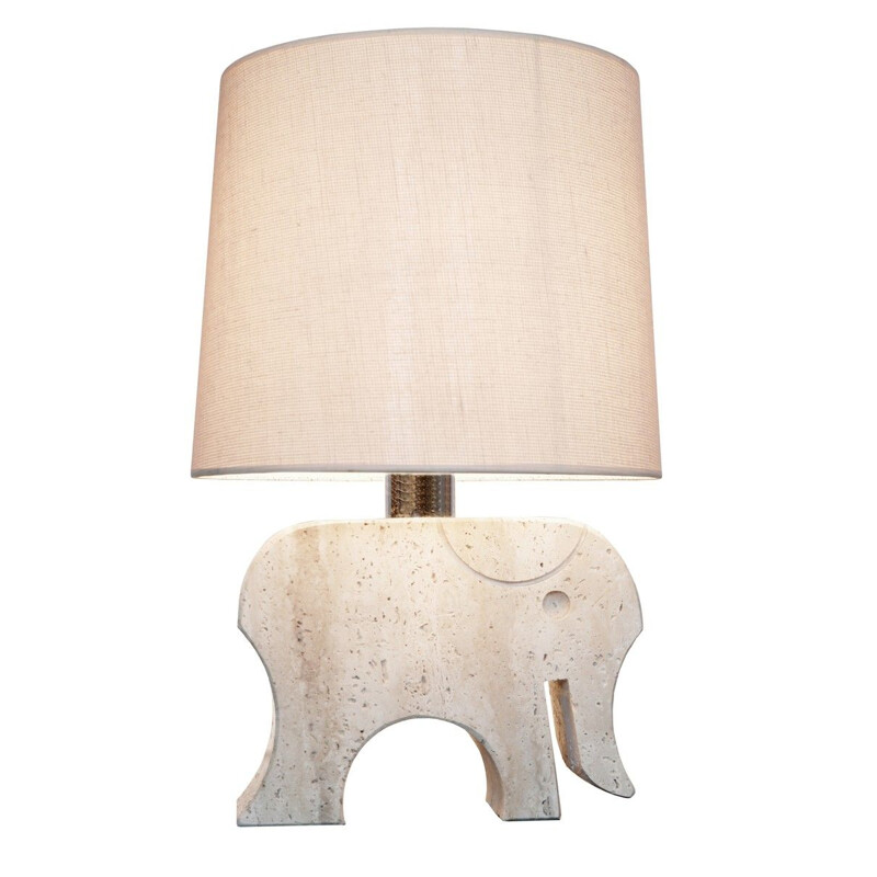 Vintage table lamp elephant by Fratelli Mannelli in travertine Italy 1970