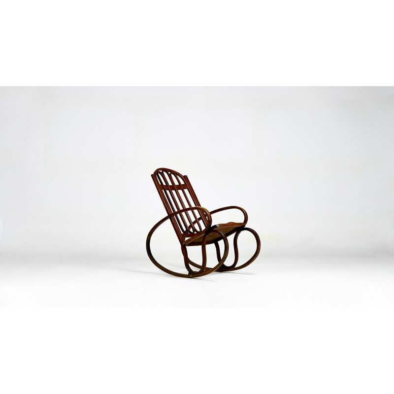 Rocking chair vintage Art Nouveau, Gustav Siegel, C.1900