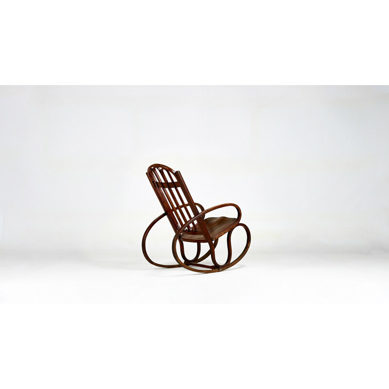 Rocking chair vintage Art Nouveau, Gustav Siegel, C.1900