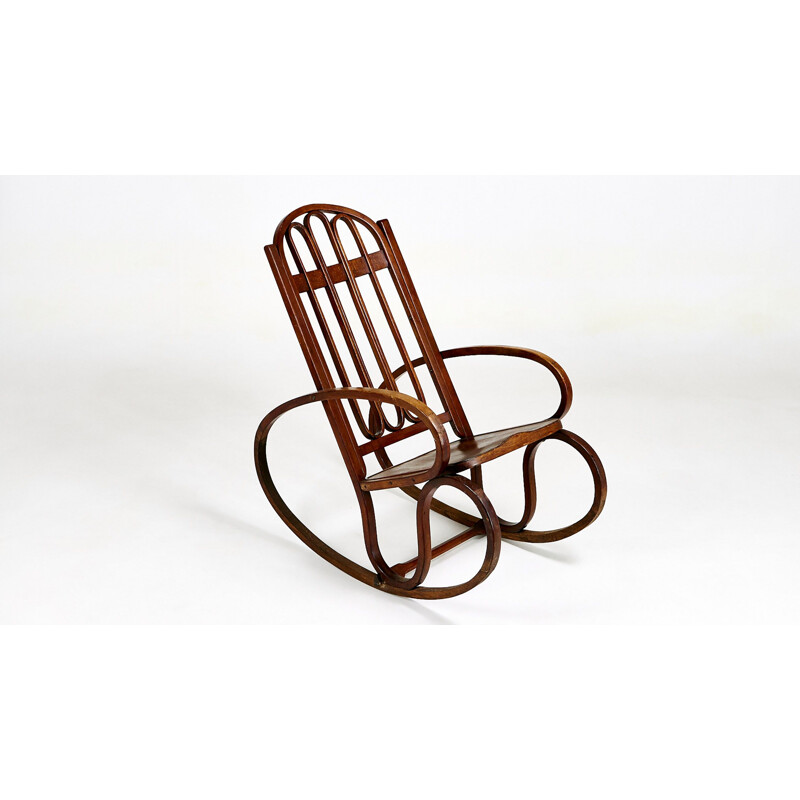 Rocking chair vintage Art Nouveau, Gustav Siegel, C.1900