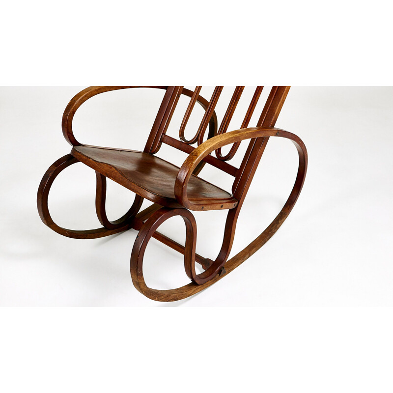 Rocking chair vintage Art Nouveau, Gustav Siegel, C.1900