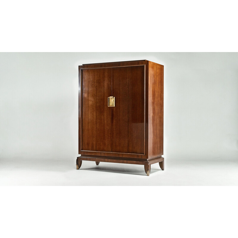 Vintage cabinet in rosewood and gilded bronze Jean Pascaud 1940