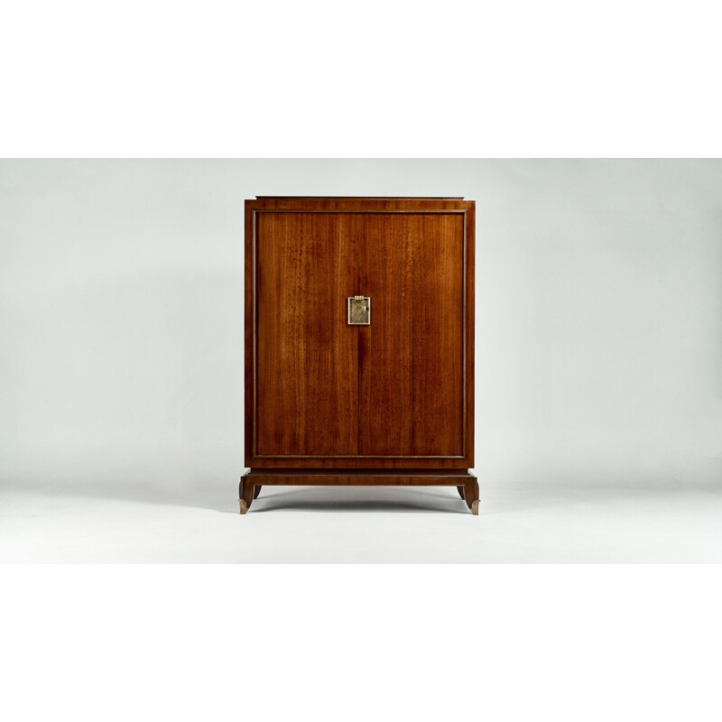 Vintage cabinet in rosewood and gilded bronze Jean Pascaud 1940