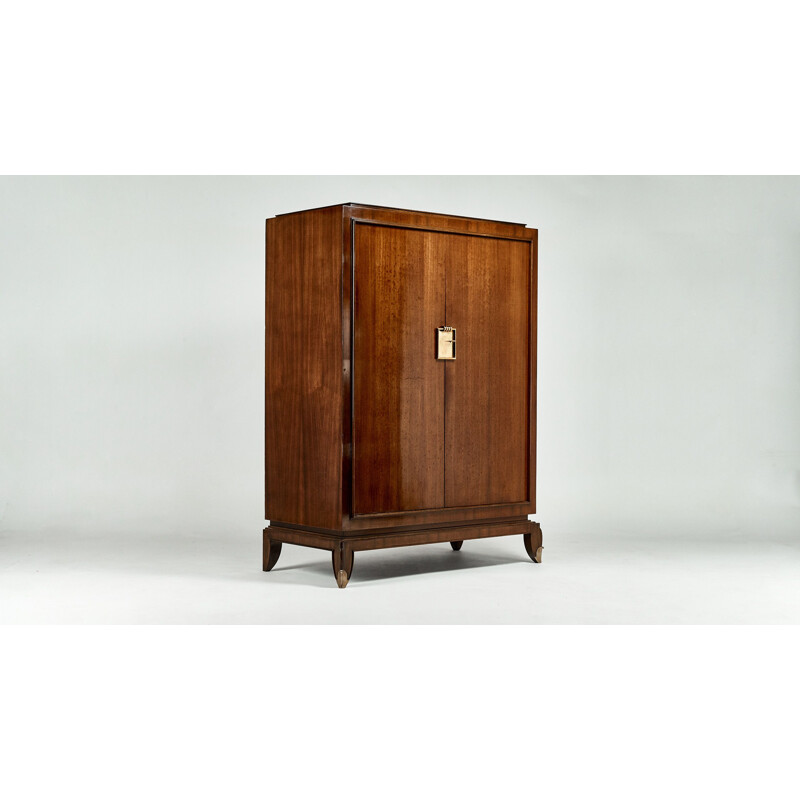 Armoire vintage en palissandre et bronze doré Jean Pascaud 1940