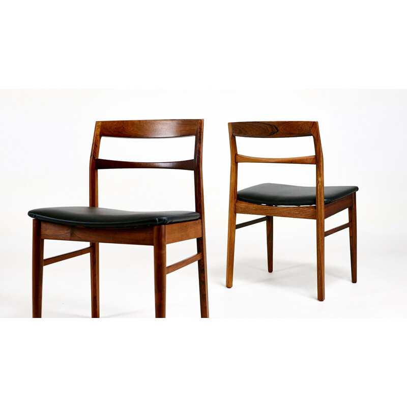 Suite of 6 rosewood chairs, Henning Kjaernulf for Vejle Stolefabrik. Denmark, C 1960